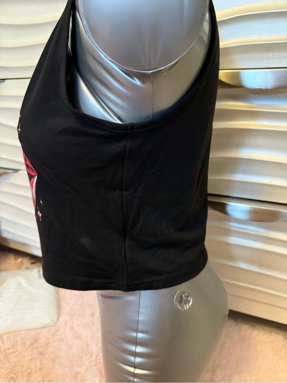 🐆💋Black Graphic Tank Top with Red Leopard Lips Print - Picture 6 of 7